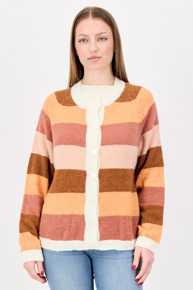 Fire & Glory كارديجان نسائي مزود بحواف مضلعة، متعدد الألوان - Image 1